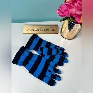 Hanna fleece kids gloves, blue stripes, size Medium